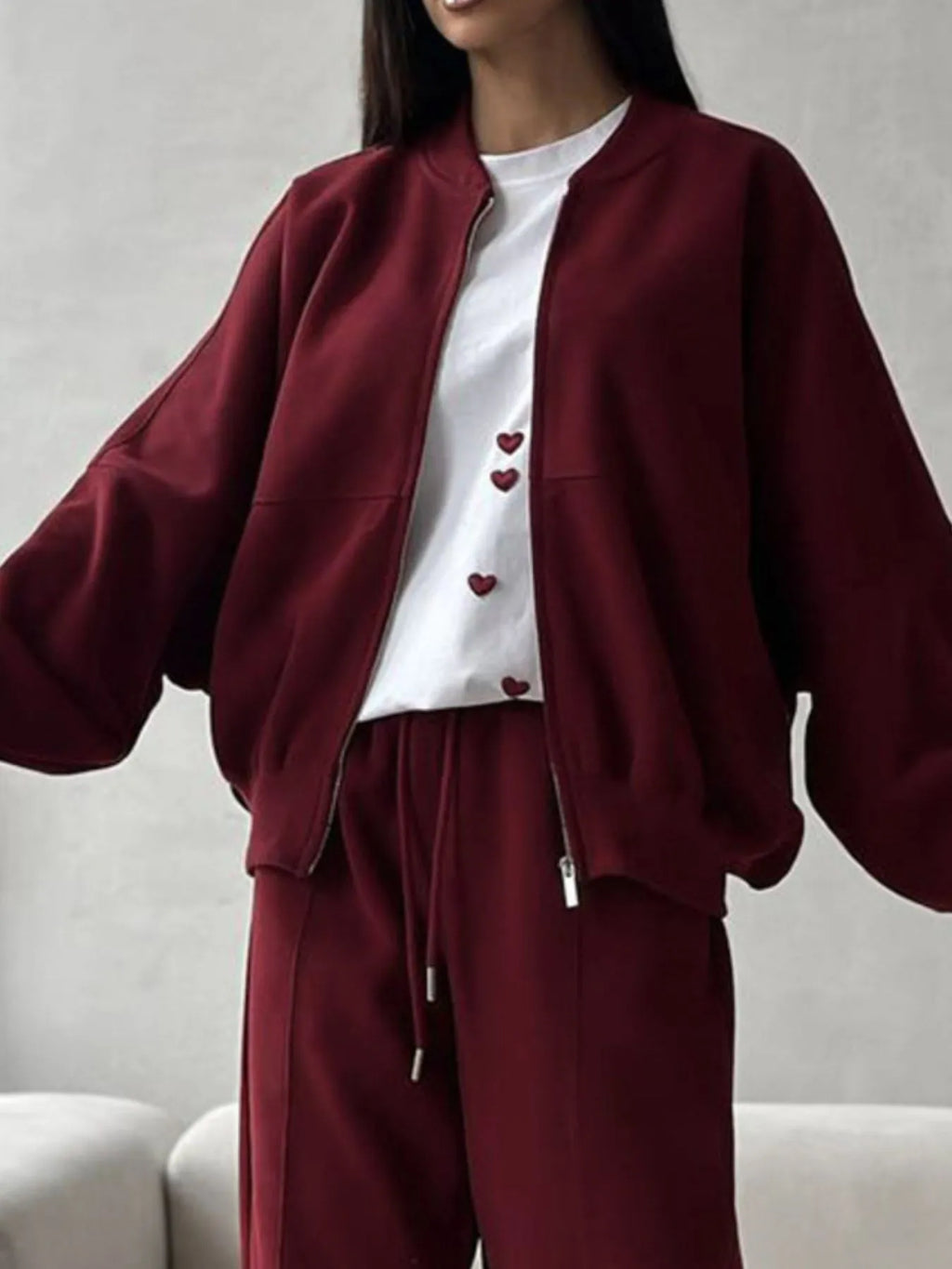 Plus Size Heart Round Neck Short Sleeve T-Shirt - Tops by Trendsi | Available at Handbags Specialist Headquarter