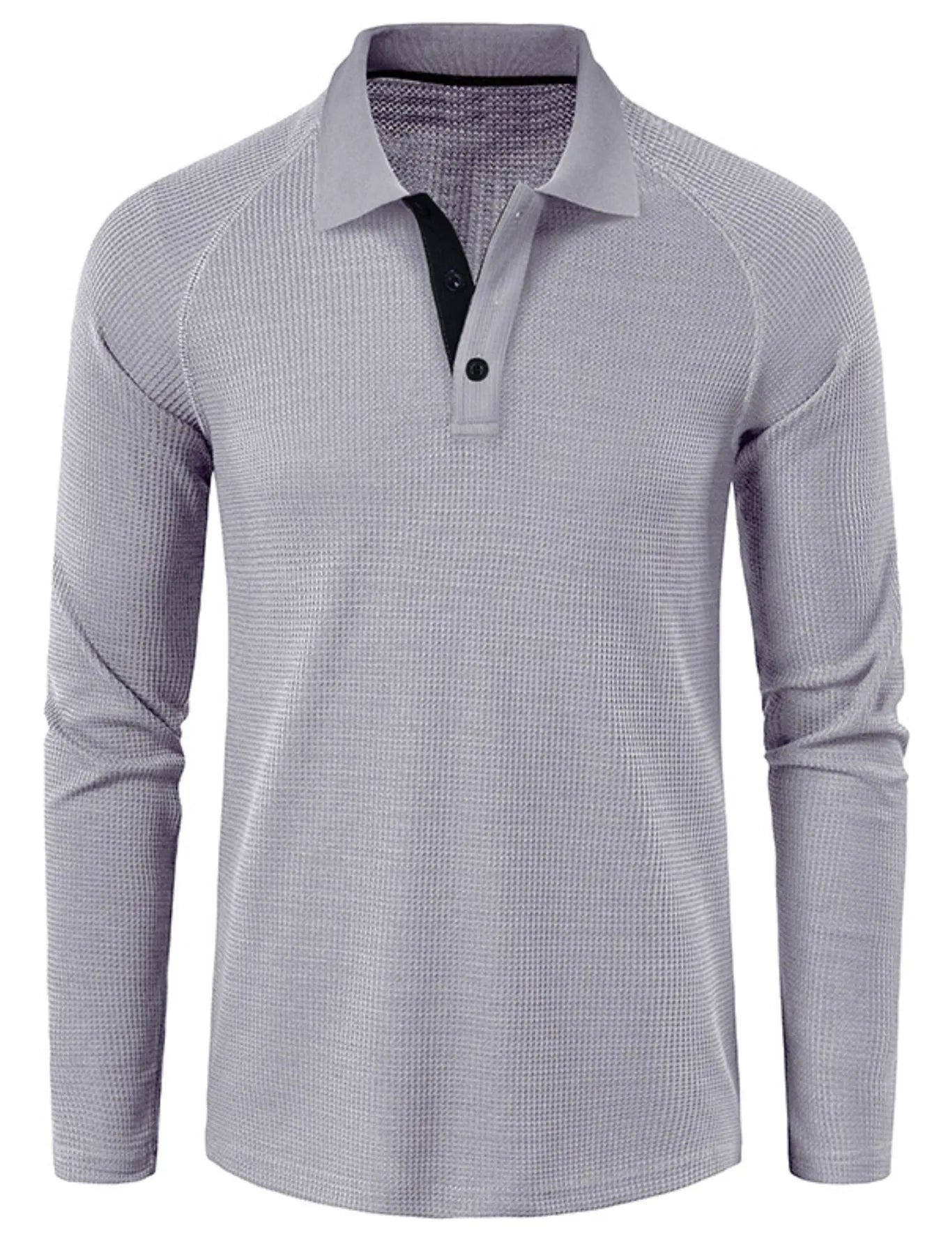 Men's Long Sleeve Textured Polo - Men's Polo shirt by Trendsi | Available at Handbags Specialist Headquarter