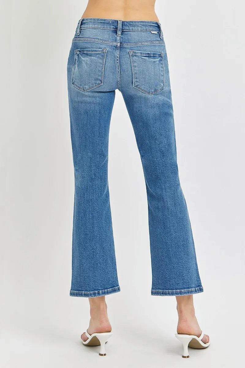 RISEN Full Size Low Rise Crop Flare Jeans Plus Size - Women / Jeans & Denim by Trendsi | Available at Handbags Specialist Headquarter