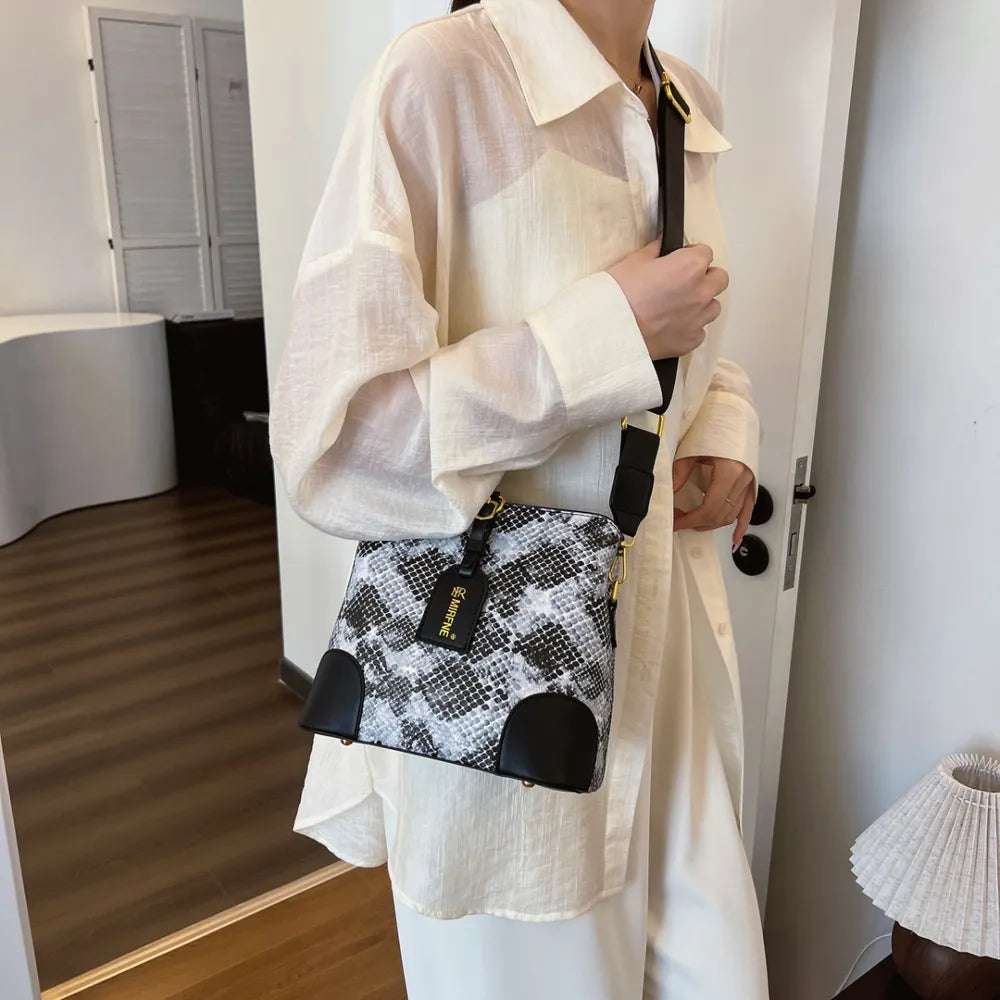 PU Leather Snakeskin Print Crossbody Bag - Crossbody Bag by Trendsi | Available at Handbags Specialist Headquarter