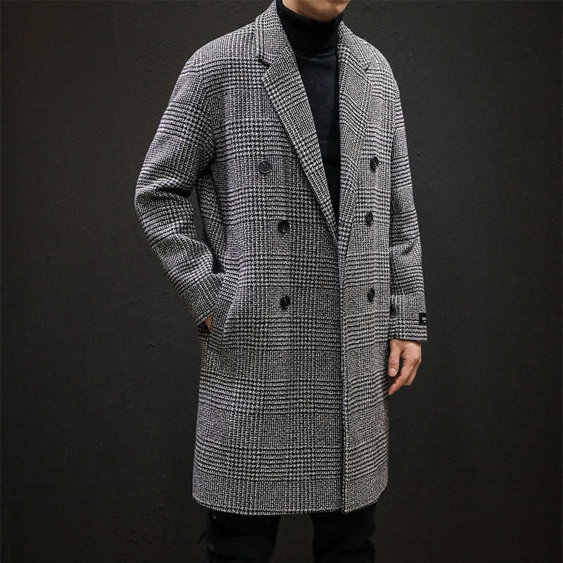 Plaid SlimFit Longline Trench Coat