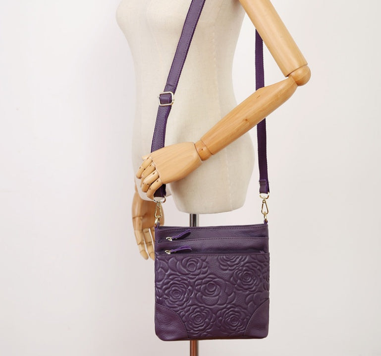 Blossom Luxe Embossed Cow Leather Shoulder Handbag