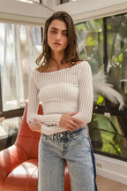 BiBi Textured Sheer Boat Neck Top - Tops by Trendsi | Available at Handbags Specialist Headquarter