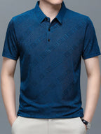 Men's Plus Size  Jacquard Pattern Short Sleeve Polo - mens-shirts by Trendsi | Available at Handbags Specialist Headquarter