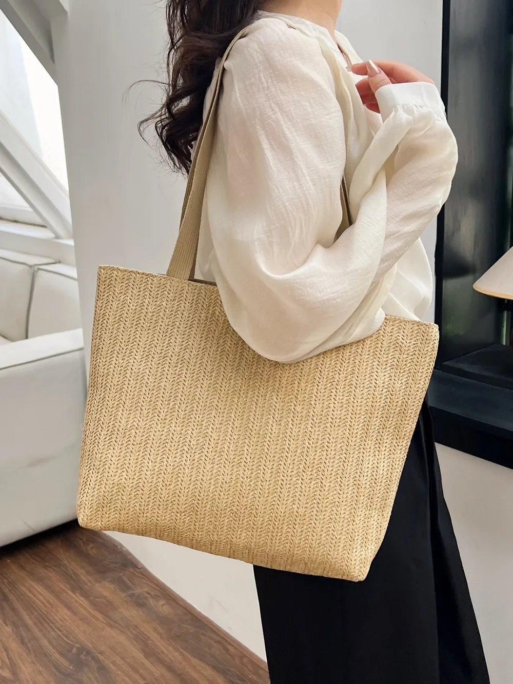 Straw Woven Tote Bag - Tote Bag by Trendsi | Available at Handbags Specialist Headquarter