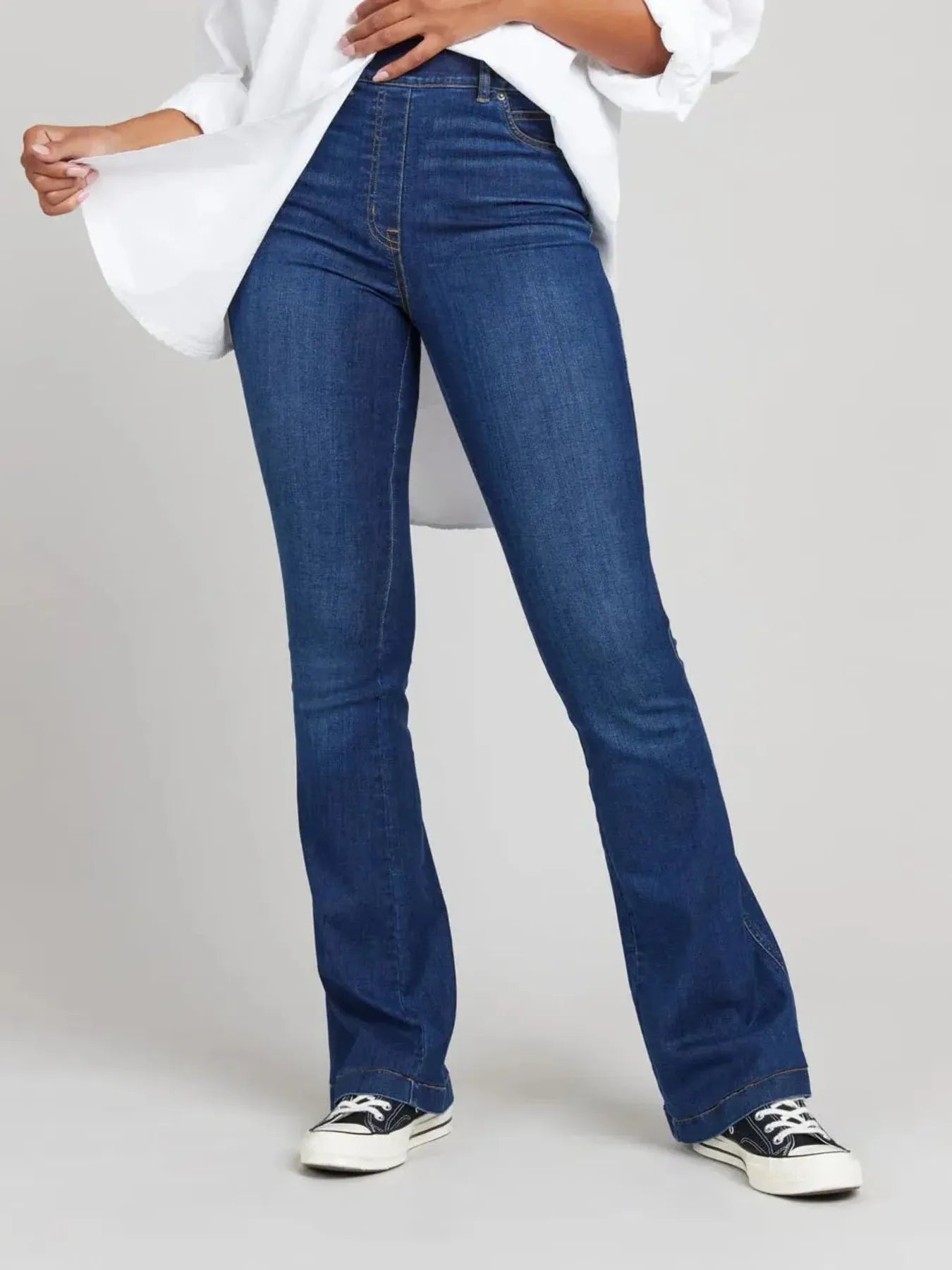 Full Size High-Waisted Flare Jeans Plus Size - Women / Jeans & Denim by Trendsi | Available at Handbags Specialist Headquarter
