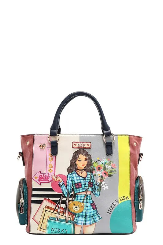 Nicole Lee USA Eco-Leather Handbag with Side Pockets - Tote Bag by Trendsi | Available at Handbags Specialist Headquarter