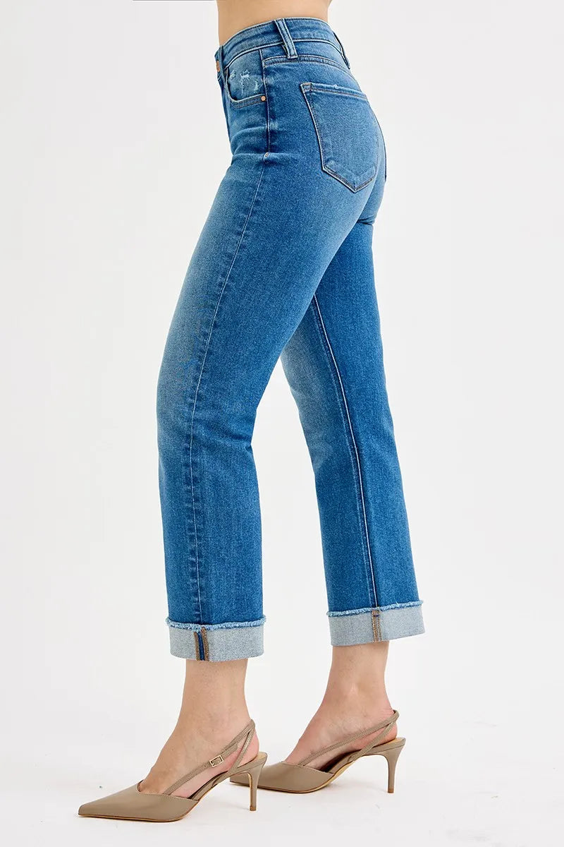 RISEN Full Size High Rise Boyfriend Fit Ankle Jeans Plus SIze - Women / Jeans & Denim by Trendsi | Available at Handbags Specialist Headquarter