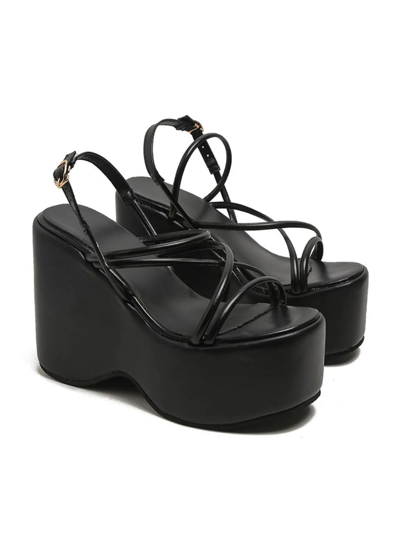 Strappy Platform Wedge Sandals - Women Sandals by Trendsi | Available at Handbags Specialist Headquarter
