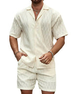 Men's Plus Size Collared Neck Short Sleeve Top and Shorts Set - Men's Sets by Trendsi | Available at Handbags Specialist Headquarter