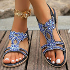 Rhinestone Embellished Flower Flat Sandals - Women Sandals by Trendsi | Available at Handbags Specialist Headquarter