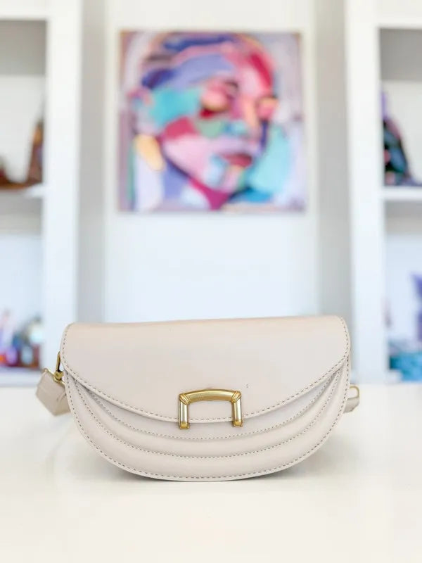 Fame Buckle Closure Crescent Faux Leather Crossbody Bag - Crossbody Bag by Trendsi | Available at Handbags Specialist Headquarter