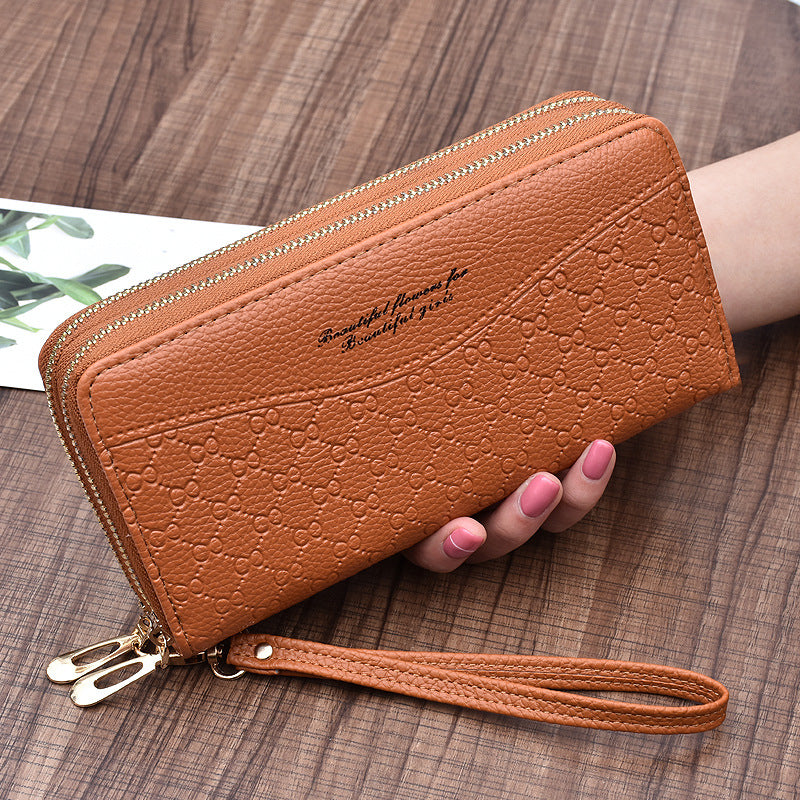 Large-Capacity Double Zipper Clutch Wallet