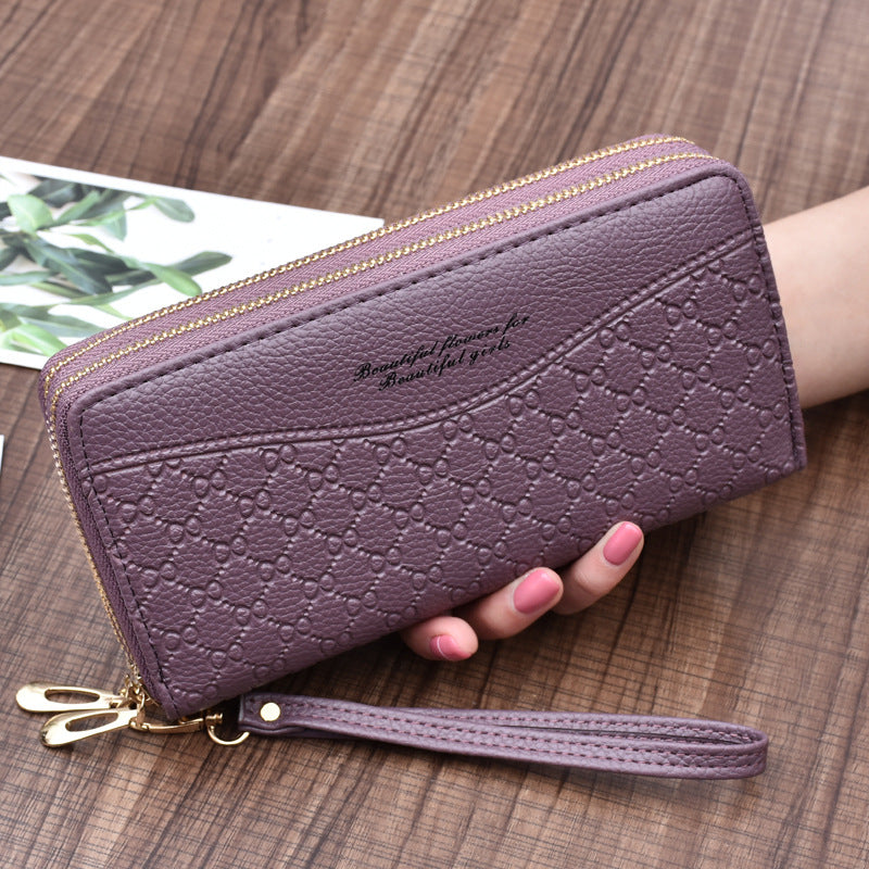 Large-Capacity Double Zipper Clutch Wallet
