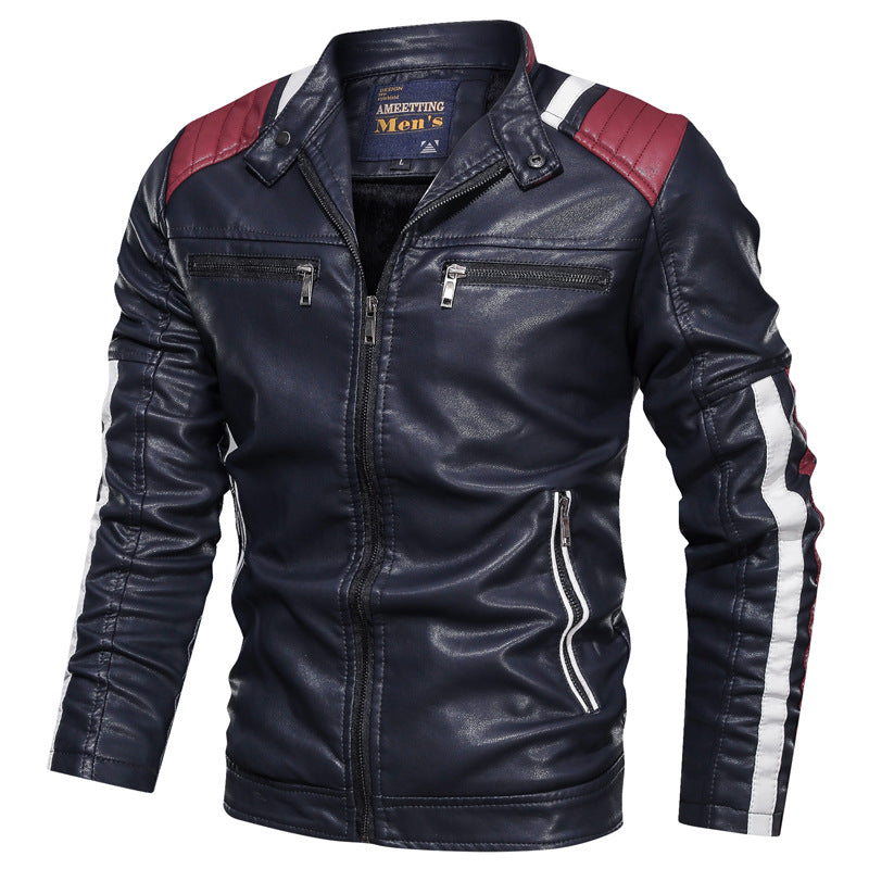 Men's Washed Casual Loose Plus Size Leather Jacket