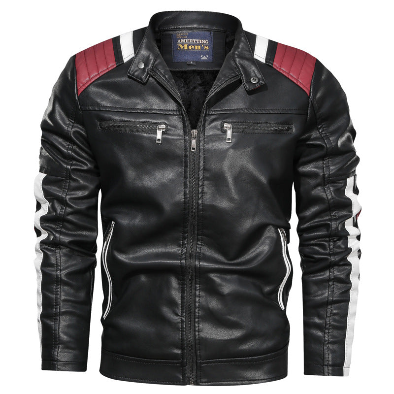 Men's Washed Casual Loose Plus Size Leather Jacket
