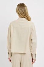 RISEN Button Down Long Sleeve Shirt - Women's Down Shirt Tops by Trendsi | Available at Handbags Specialist Headquarter