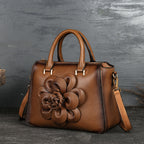 Retro Floral Totem Leather Square Handbag