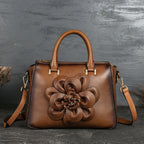 Retro Floral Totem Leather Square Handbag