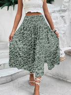 Slit Smocked Printed Skirt - Skirts by Trendsi | Available at Handbags Specialist Headquarter
