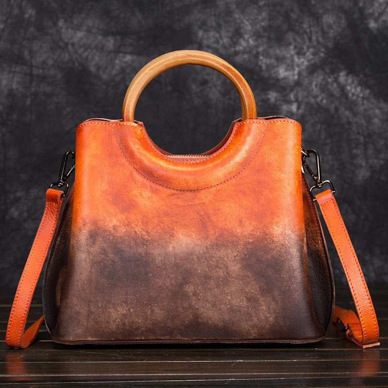 Artisan Retro Suede: Hand-Painted Leather Handbag