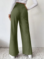 Ribbed High Waist Pants - Women Pants by Trendsi | Available at Handbags Specialist Headquarter