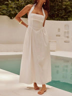 Halter Neck Maxi Dress with Pockets - Maxi Dress by Trendsi | Available at Handbags Specialist Headquarter