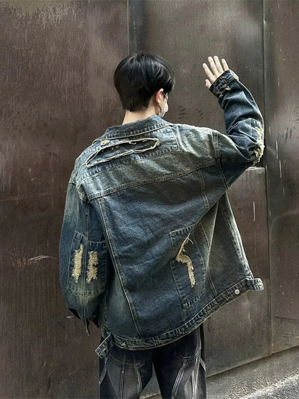 Men's Distressed Button Up Denim Jacket - Men's jackets by Trendsi | Available at Handbags Specialist Headquarter