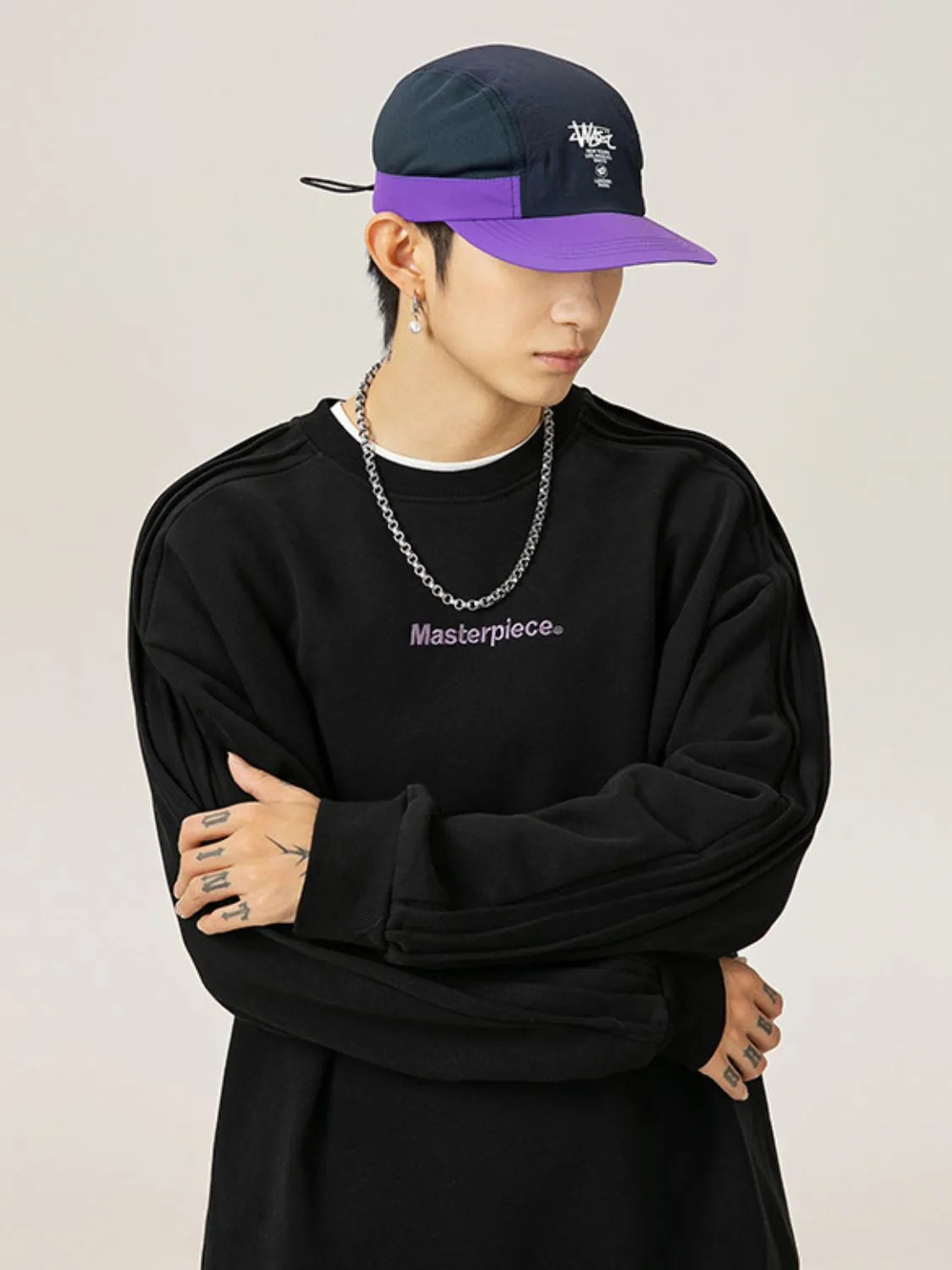 Men's Letter Round Neck Long Sleeve Sweatshirt - Men's Sweatshirts by Trendsi | Available at Handbags Specialist Headquarter