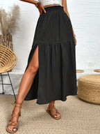 Frill Slit Skirt - Skirts by Trendsi | Available at Handbags Specialist Headquarter