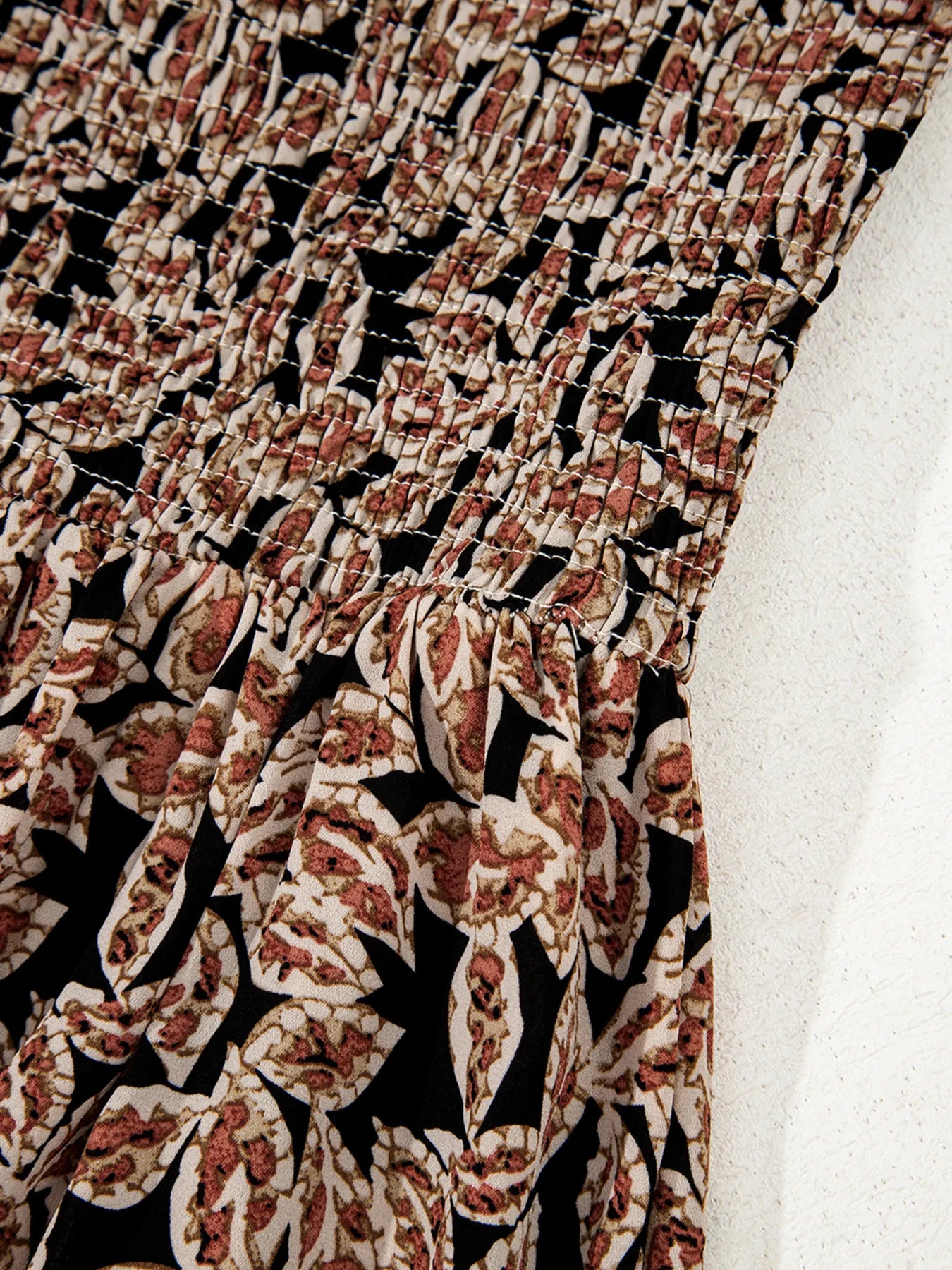 Printed Smocked Bodice Maxi Dress - Maxi Dress by Trendsi | Available at Handbags Specialist Headquarter