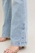 Judy Blue Full Size Tummy Control Vintage Wash Side Slit Slim Boot Jeans Plus Size - Women / Jeans & Denim by Trendsi | Available at Handbags Specialist Headquarter