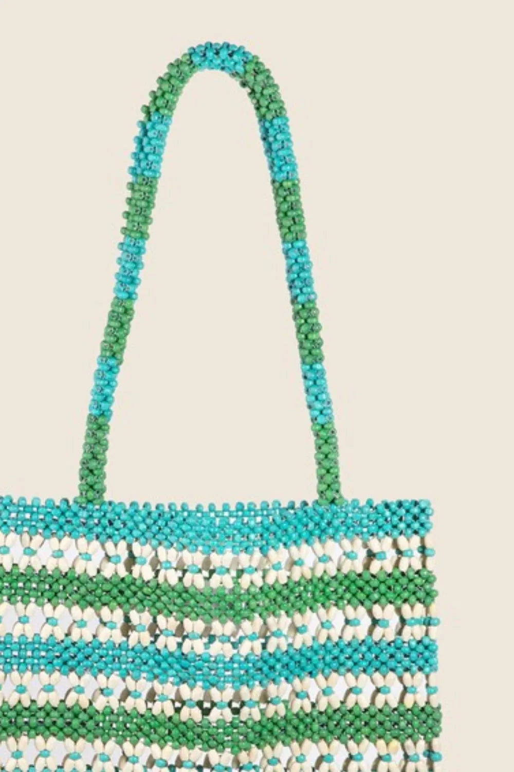 Fame Contrast Wooden Beaded Tote Bag - Tote Bag by Trendsi | Available at Handbags Specialist Headquarter