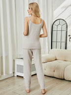 Fuzzy V-Neck Cami and Pants Lounge Set - Sleepwear by Trendsi | Available at Handbags Specialist Headquarter