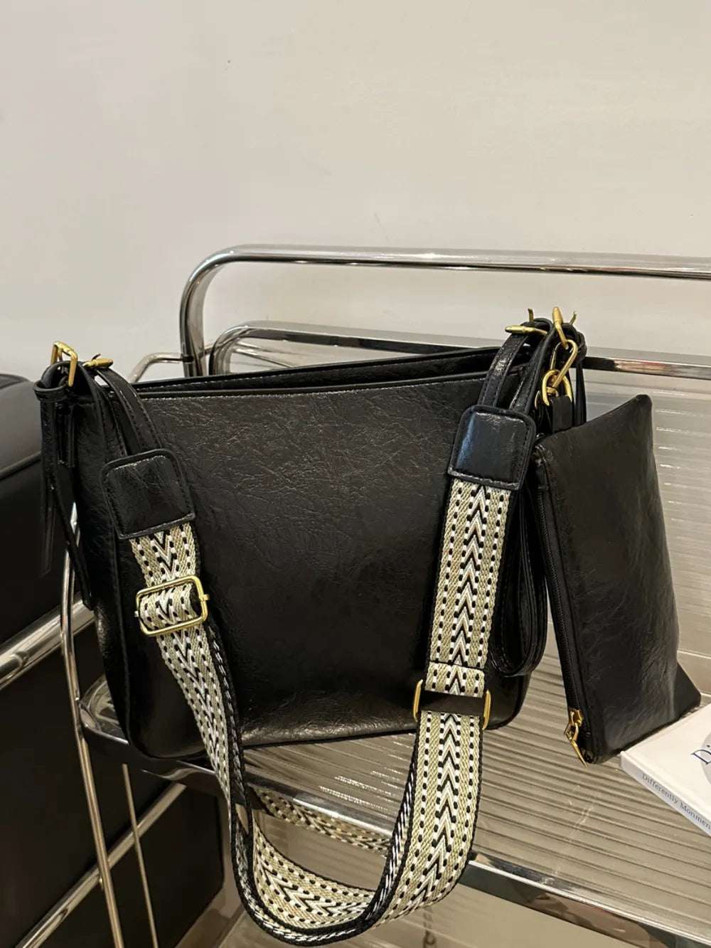 PU Leather Adjustable Strap Crossbody Bag with Pouch - Crossbody Bag by Trendsi | Available at Handbags Specialist Headquarter