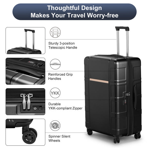 JetBlack Trio: Silent Spinner Luggage Set - Travel Sets by Trendsi | Available at Handbags Specialist Headquarter