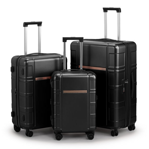 JetBlack Trio: Silent Spinner Luggage Set - Travel Sets by Trendsi | Available at Handbags Specialist Headquarter