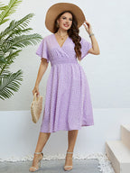Honey Plus Size Printed Smocked Waist Surplice Dress - Dresses by Trendsi | Available at Handbags Specialist Headquarter