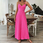 Pink Palazz-Elegance: Vintage V-Neck Jumpsuit