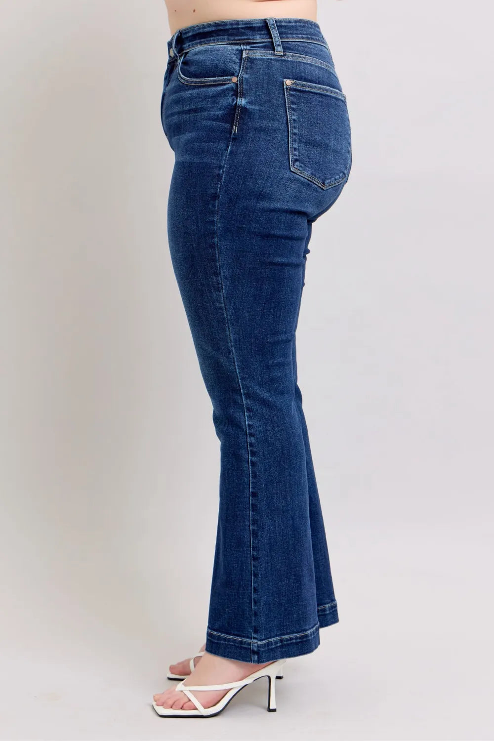 Judy Blue Full Size High Rise Flare Jeans with Pockets Plus Size - Women / Jeans & Denim by Trendsi | Available at Handbags Specialist Headquarter