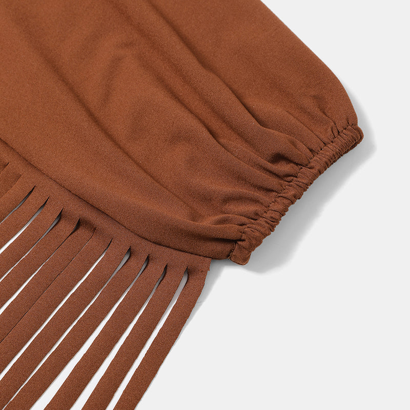 Cowgirl Chic Fringe Off-Shoulder Tassel Top – Women’s