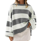 Chic Striped Batwing Knit Sweater for Women