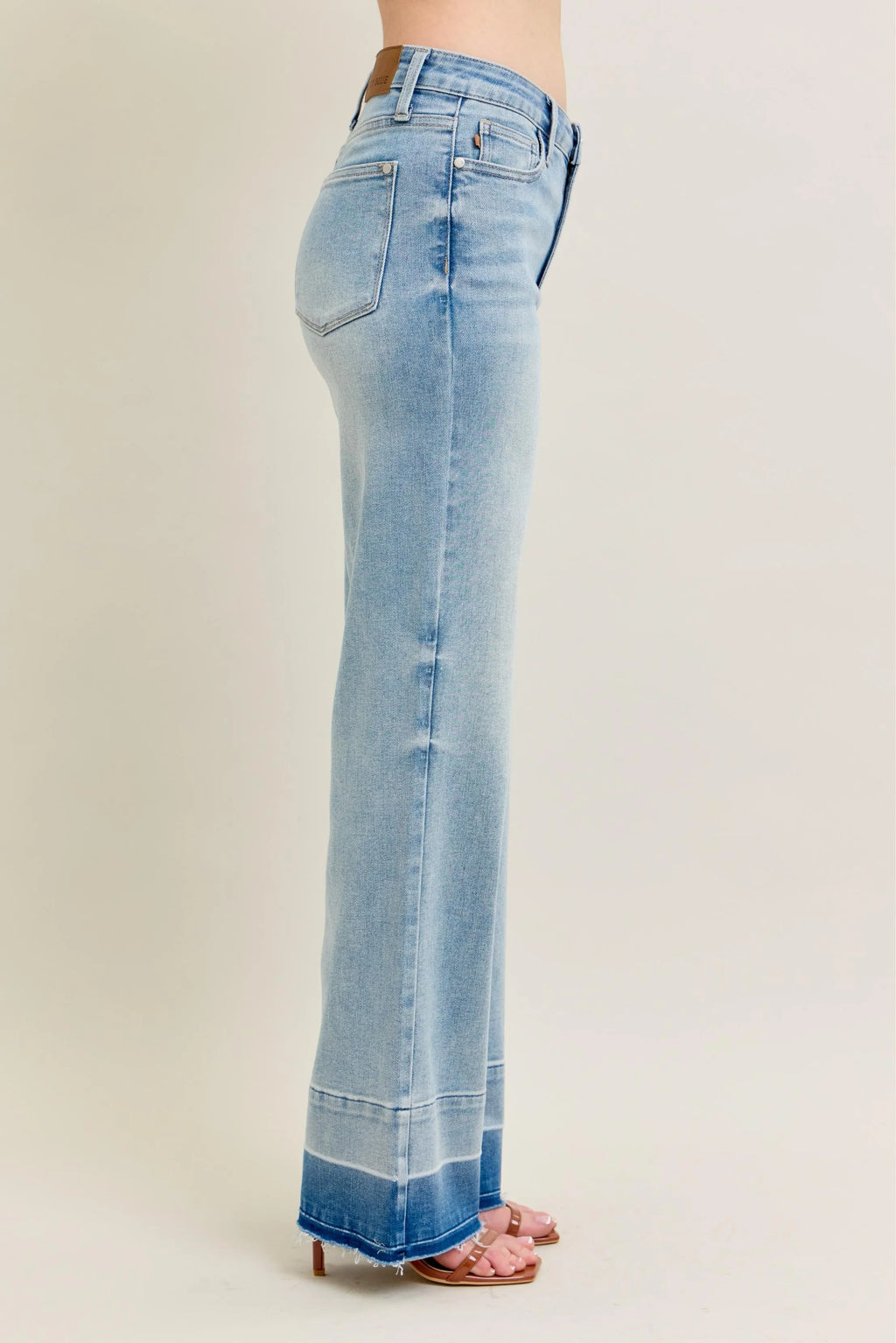 Judy Blue Full Size Mr Release Hem Wide Leg Jeans Plus Size - Women / Jeans & Denim by Trendsi | Available at Handbags Specialist Headquarter