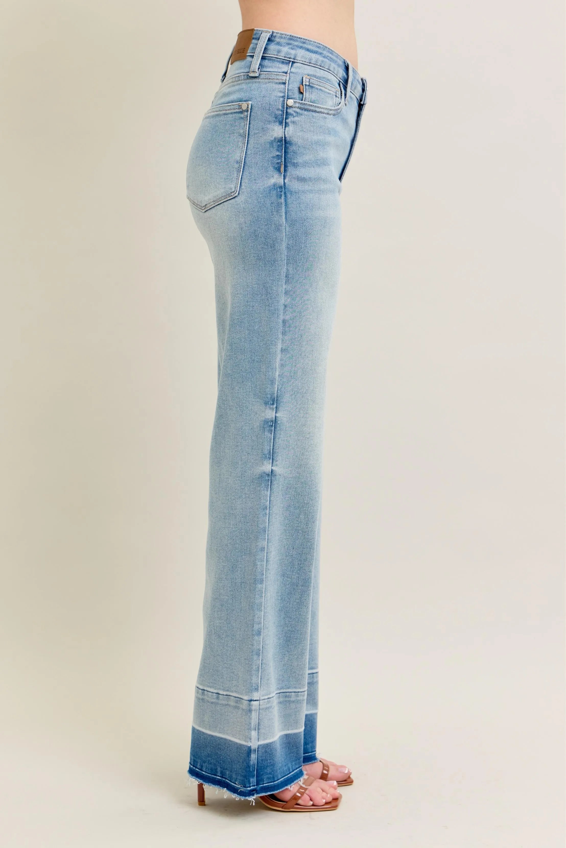 Judy Blue Full Size Mr Release Hem Wide Leg Jeans Plus Size - Women / Jeans & Denim by Trendsi | Available at Handbags Specialist Headquarter