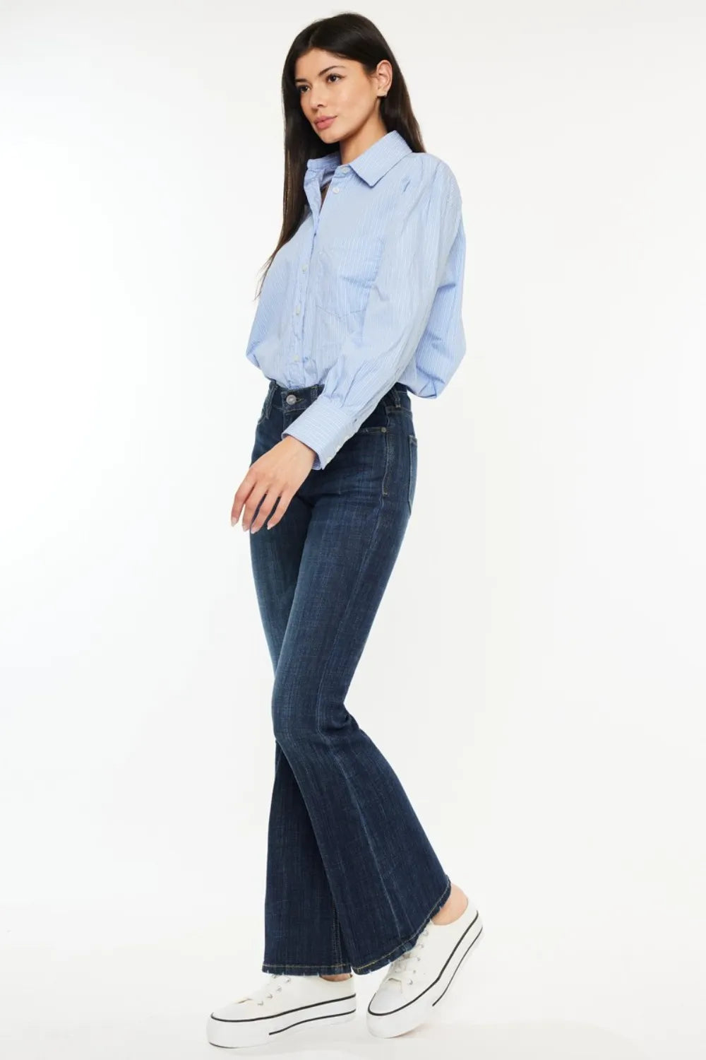 Kancan Full Size Mid Rise Flare Jeans - Sleepwear by Trendsi | Available at Handbags Specialist Headquarter