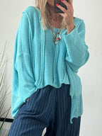 High-Low Drop Shoulder Sweater - Tops by Trendsi | Available at Handbags Specialist Headquarter