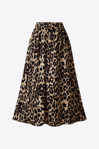 Plus Size Leopard Elastic Waist Midi Skirt -  by Trendsi | Available at Handbags Specialist Headquarter