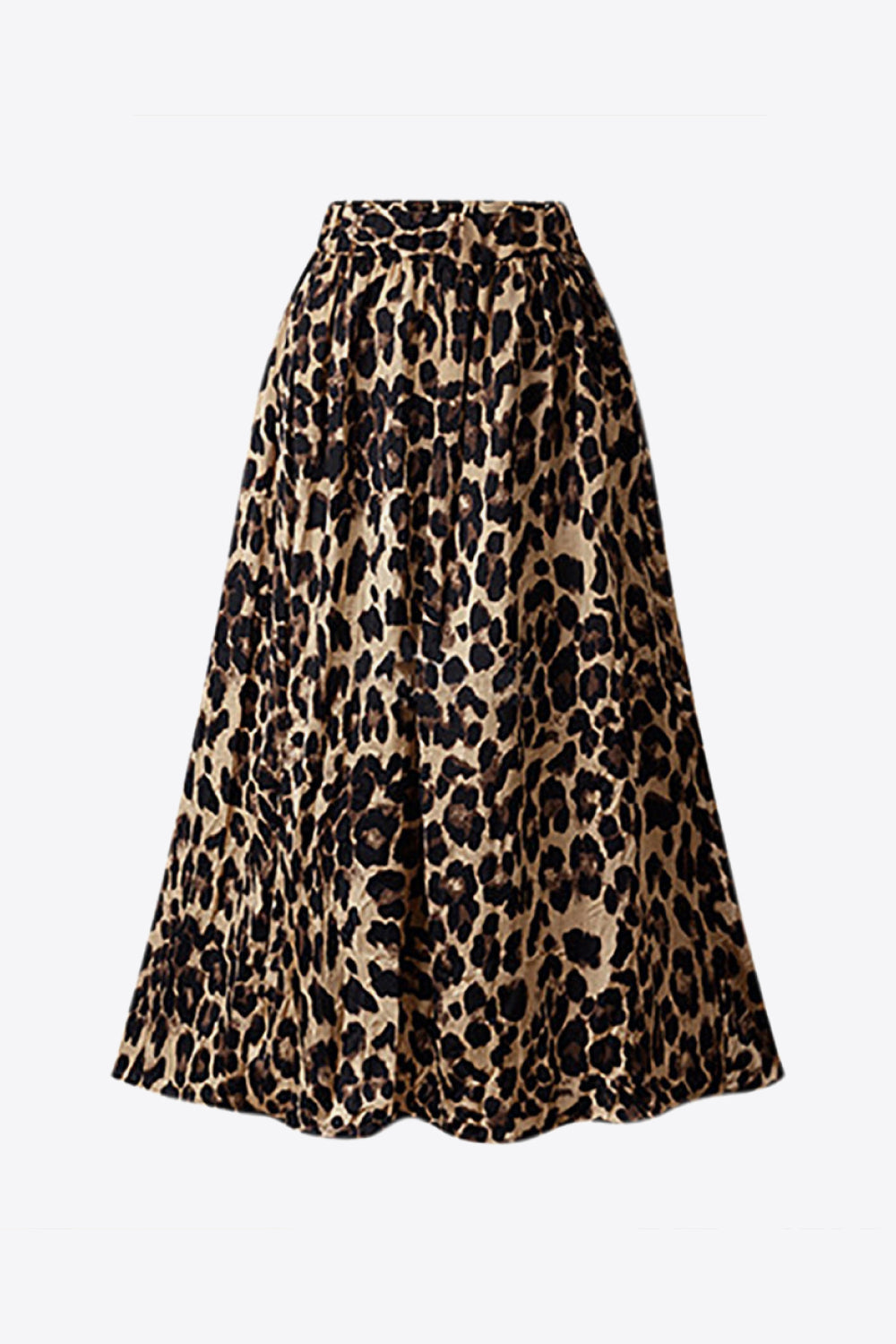 Plus Size Leopard Elastic Waist Midi Skirt -  by Trendsi | Available at Handbags Specialist Headquarter