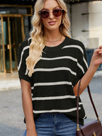 Striped Oversized Casual Sweater with Relaxed Fit - Tops by Trendsi | Available at Handbags Specialist Headquarter