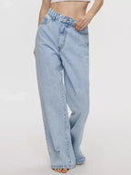 High-Waisted Wide Leg Jeans - Women / Jeans & Denim by Trendsi | Available at Handbags Specialist Headquarter